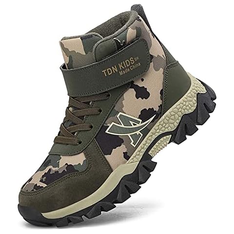 CERYTHRINA Boys Camo Waterproof Hiking Boots Cover