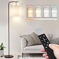 Coucrek Floor Lamp for Living Room, 9W LED Bulb, Remote Custom Color Temperature & Brightness, Standing Lamps for Bedroom Office, Browm
