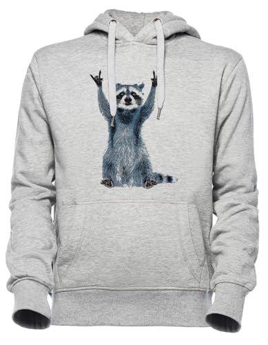 Sweat à capuche gris homme femme Luxogo Raccoon sweat unisexe original