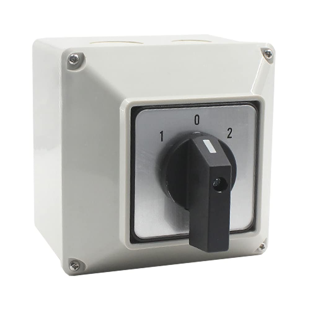 Interruptor de cambio universal, LW26-32/3 32A 220V/380V Interruptor de cambio a prueba de agua con caja de control Caja robusta IP65 3 posiciones Rotatorio 16 Terminales de tornillo