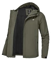 Huayuzh Jacke Herren Softshelljacke Wasserdichte Atmungsaktiv Winddichte Regenjacke Leichte mit Kapuze Laufen Wandern Military Green XL – Ansicht 3