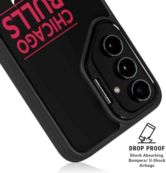 Skinit Kickstand Phone Case Compatible with Galaxy S25 - Officially Licensed NBA Chicago Bulls Standard - Black Design