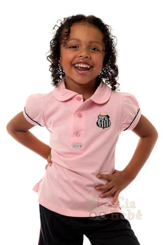 Camisa Polo Manga Curta Santos, Rêve D'or Sport, Meninas, Rosa Bebê, 4