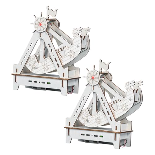 OSALADI 2 Juegos Kit de de Barco Pirata de Madera para DIY Educativo de y Mecánica sin Batería Decoración Náutica para Habitación Infantil Unidades Beige