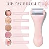 Ice Roller for Face and Eye 2 Pcs,Face Roller Skin Care for Puffiness,Migraine,Pain Relief,Eye Roller For Puffy Eyes Dark Circles,Stainless Steel Facial Roller (Pink)