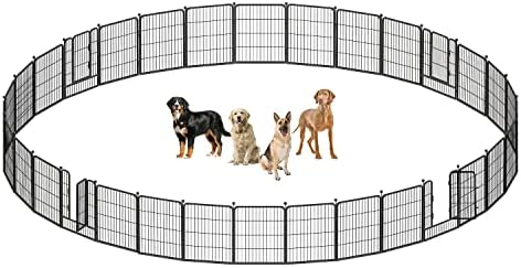 CAPHAUS 24/32/40 Inch Height Bold Metal Foldable Heavy-Duty Pet Playpen with Door, Available in 8/16/24/32 Panels Indoor/Outdoor Portable Kennel, Dog/Animals Exercise Fence Cage for Yard, RV, Camping