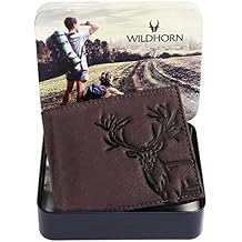 WildHorn Antlers Hunter Leather Wallet for Men, Dark Brown, Classic