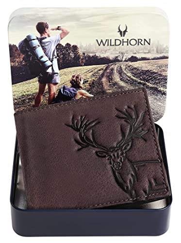 WildHorn� Antlers Hunter Leather Wallet for Men, Dark Brown, Classic