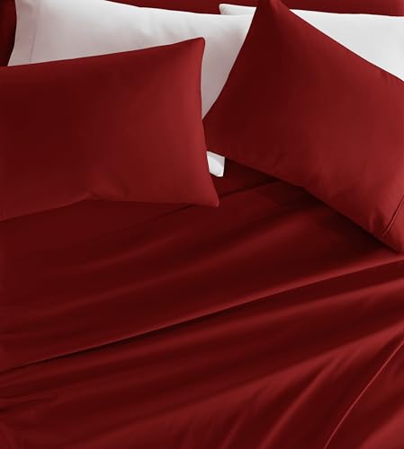 GIGBEI Burgundy Microfiber Sheets, Easy Care, Deep Pocket, Ultra Soft, Twin Size, adjustable, lightweight, durable, portable, user-friendly, compact