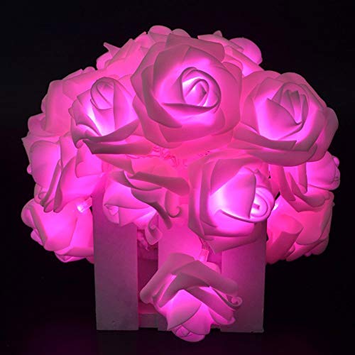 Image of KharidoLive 40 LED Pink Rose String Lights Home Decoration (6 Meter Long, 2 Pin Plug, LED Color Pink - Steady)