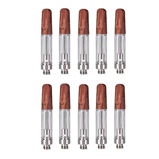 Empty 1mL Wood Tip Silver Refillable CBD Cartridge,510 Screw Thread Atomizer with Leak Proof,1.2ohm Ceramic Coil Atomizer for Most Battery Box Mod, Nicotine Free (10Pcs Per Pack)