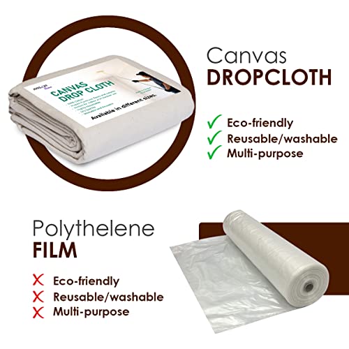 Avalon Home Canvas Drop Cloth 9X12 Ft Pack Of 2 - Odourless Painters Drop Cloth For Painting Cotton Canvas Tarps For Floor & Furniture Protection - All Purpose Canvas Fabric Painting Drop Cloths #TOP3