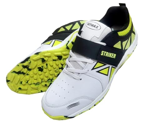 HITMAX Striker Rubber Spikes Sole Cricket Shoes for Boys and Men (Lightweight and Durable) (White, US Footwear Size System, Adult, Men, Numeric, Medium, 8)