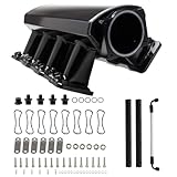 POSENG Intake Manifold for LS Cathedral Port Heads for LS1 LS2 LS6 LS Engines Compatible with Chevy 4.8 5.3 5.7 6.0 HTRACING (Black 92MM)