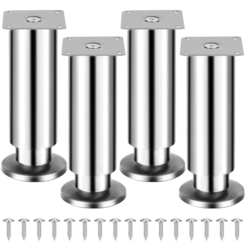 Torven 4er-Set Edelstahl Möbelfüße (250kg Traglast), Möbelfüße Verstellbar – Als Schrank Füße, Sofa Füße, Badezimmermöbel-Füße, Bettfüße & Tischfüße, möbelfüße Metall (Schwarz, 10 cm)