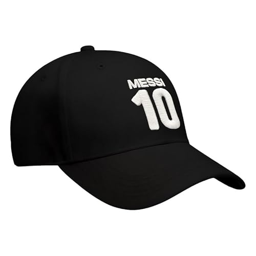 Icon Sports Compatible with Argentine Football Association Lionel Messi Cap - Unisex Adult - Black Cap White Color Logo