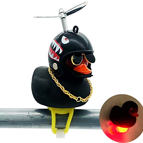 Rubber Black Duck Bell With Led Light, Cute Propeller Handlebar Bicycle Horns For Kids Toddler Children, Adults Sport Outdoor #TOP1