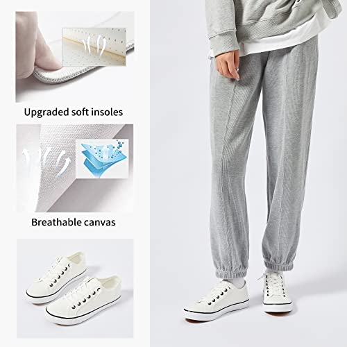 Image of Women Canvas Sneaker Slip On Non Slip Casual Shoes Lace Up Canvas Low Top White Shoes Loafers for Women Fashion Black Sneaker
