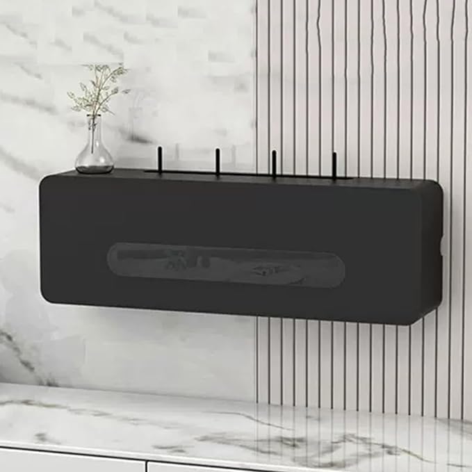 Organisateur WiFi mural en bois pour un salon ou un bureau scandinave épuré
