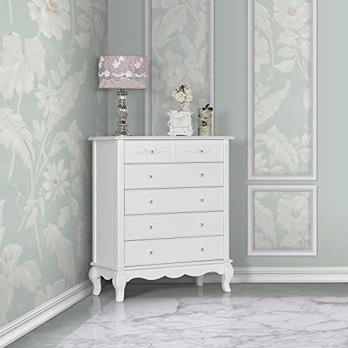 Evolur Aurora 6 Drawer, Tall Chest, Frost #TOP2