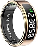 Ｖｓｋｄディスプレイ画面 スマートリング画面付き時計 智能リング 指時計タッチ ヘルス＆フィットネスモニター 搭載 R11 1ATM 防水 健康管理 心拍数 血中酸素 ジェスチャー操作 活動量計 睡眠トラッキング 歩数 カロリー スマートウォッチ 軽量 Bluetooth 接続 アプリ スマホ 同期 iOS Android 対応 (ゴールド,8) [並行輸入品]