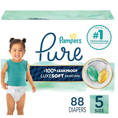 Image of Pampers Baby Diapers - Pure Protection - Size 5, 88 Count, for up to 100% Leakproof, Premium Plant-based Skin Protection