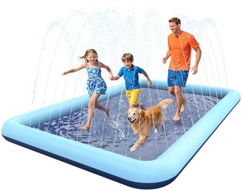 VISTOP Non-Slip Splash Pad for Kids and Dog, Thicken Sprinkler Po...