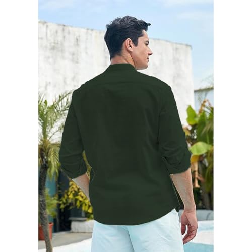 Image of Vida Loca Men Full Sleeve Solid Cotton Blend Straight Slim Fit Kurta Shirt for Men's.
