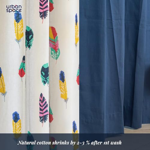 Image of Urban Space Floral Cotton Curtains For Window,Combo Set Of 3 Curtains 5 Feet Long,60-65% Room Darkening Curtain,Tieback&Eyelets Included With Curtains For Home Decor (Dream Catcher),Multicolor