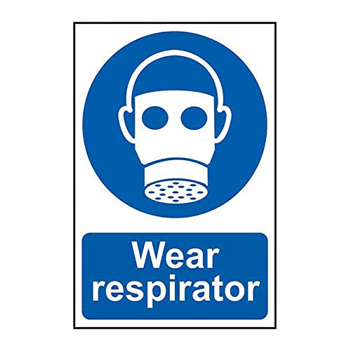 Wear Respirator Sign - Mandatory Health & Safety - Self-Adhesive PVC - 200mm x 300mm