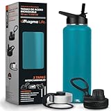 MAGMALIFE Termo de Acero Inoxidable para Agua y Café 1200 ml (40 oz): Contiene 3 Tapas para Diferentes tipos de Bebidas,...