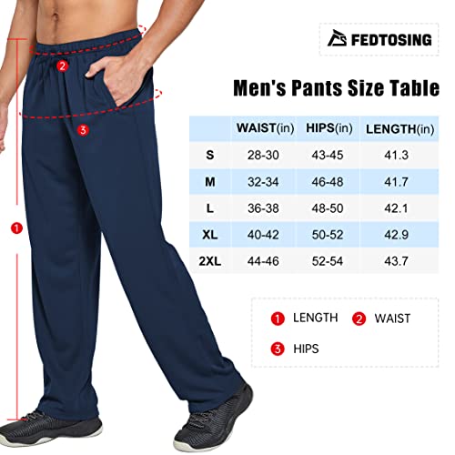 Fedtosing Athletic Sweat Pants For Men Lightweight Mesh Open Bottom Loose Fit Workout Track Sweatpants With Pockets (Navy Blue Without Zipper M) #TOP5