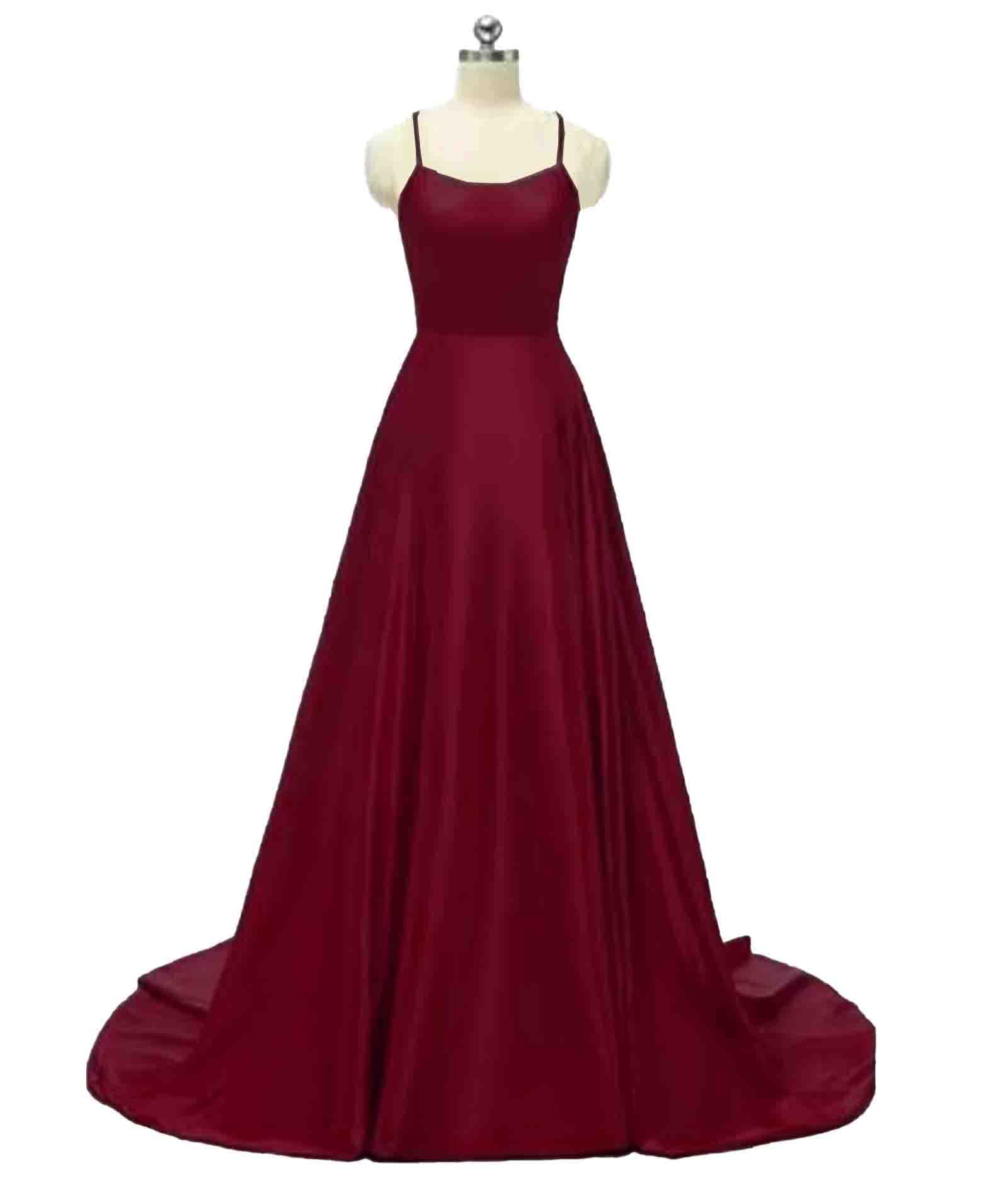 xxxiticat Abito da donna elegante, lungo, con tasche, in raso, linea ad A, senza spalline, abito da sera, sexy, con allacciatura al collo, spaghetti, lungo, da principessa, damigella d'onore
