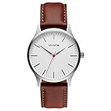 Ancho de la correa: 20 mm MVMT Reloj Analógico para Hombre de Cuarzo con Correa en Cuero D-MT01-SNA