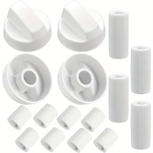 CHEFZOCO Universal-Knopf für Backofen, Kochfeld, Gasherd, inklusive Adapter, 4 cm Gesamtdurchmesser, 4 Stück, Weiß