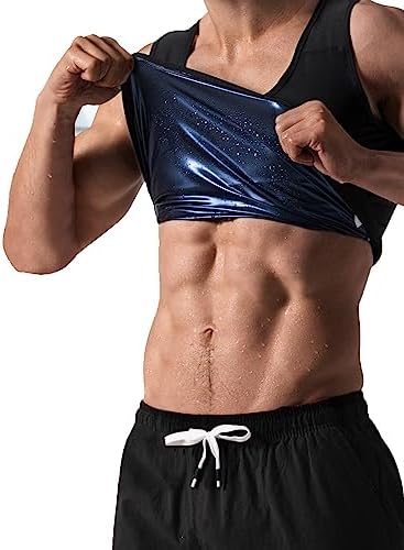 LIivwxk Sauna Suit for Men Workout Sweat Vest Compression Slimming Shapewear Shirt Workout Waist Trainer Plus Size