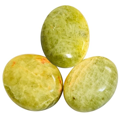 Image of Yellow Aquamarine Crystal Palm Pebbles Stones for Anxiety Stress Relief Massage - AAA Grade Original Healing Gemstone Agate Palm Stone for Yoga Meditation Spiritual Reiki Feng Shui