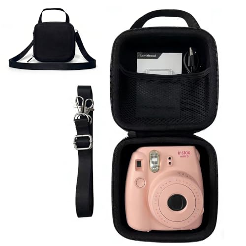 Syueyee Funda protectora rígida de EVA compatible con cámara instantánea Fujifilm Instax Mini 12/11/10/9/8/7/40/41/90/99, bolsa de almacenamiento portátil con correa de hombro ajustable (solo funda)