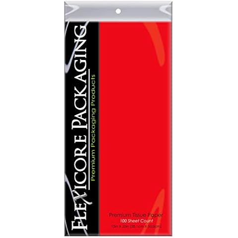 Flexicore Packaging Gift Wrap Tissue Paper Size: 15 Inch X 20 Inch | Count: 100 Sheets (Red) Cover