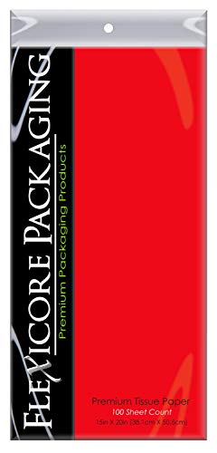 Flexicore Packaging Gift Wrap Tissue Paper Size: 15 Inch X 20 Inch | Count: 100 Sheets (Red)