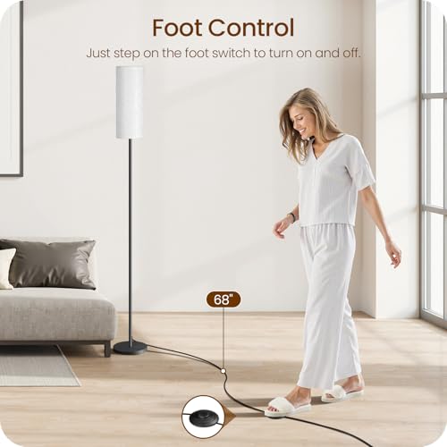 Image of 2 Pack Dimmable Floor Lamps for Living Room with 2 Remotes and Foot Switch, Corner Floor Lamp, Standing Tall Lamp, 10W 900LM LED Bulb Included, 3000K-6500K, Linen Shade, FCC Listed W06LDP205W1