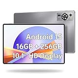 UXD 10,1 Zoll Android Tablet PC, Android 15 Tablet mit 16GB RAM + 256GB ROM, 4G LTE Tablet mit Tastatur, WiFi 6, 8000mAh Akku, Bluetooth, USB-C, IPS Display, Tablet Computer für Lernen (Grau)