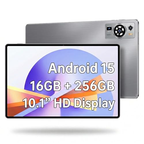 UXD Tablet PC Android de 10,1 pulgadas, tablet Android 15 con 16 GB de RAM + 256 GB de ROM, tableta 4G LTE con teclado, WiFi 6, batería de 8000 mAh, Bluetooth, USB C, pantalla IPS, tablet para