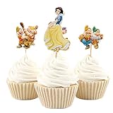 Betop House 24pcs Snow White and Seven Dwarfs Themed Party Decorative Cupcake Topper