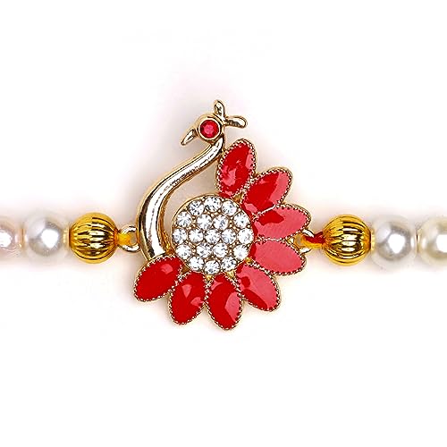 Enamel Peacock Rakhi with Roli Kumkum