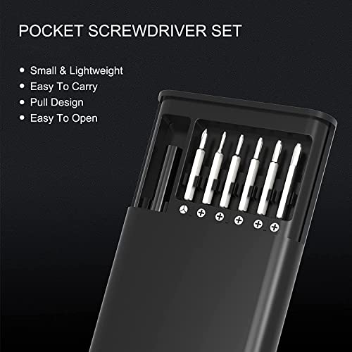 Image of 24 in 1 Screwdriver 24 Bits with Plastic Case for Cell Phone Laptop Watch Computer Electronics Glasses Repair Small Pocket Screwdriver Set Phillips Flathead Screwdriver Bit Magnetic black