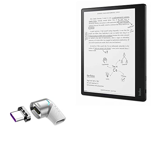 BoxWave Adapter Compatible with Kobo Elipsa - MagnetoSnap PD Angle Adapter, Magnetic Charging Connector Device Saver - Metallic Silver