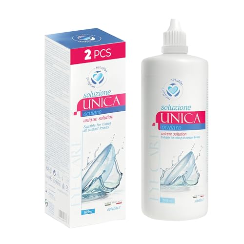 Solution Saline pour Lentilles de Contact - Rinçage et Hydratation | Puissance Bactériostatique | Bipack 2 x 360 ml | Idéal pour Lentilles Souples et Rigides