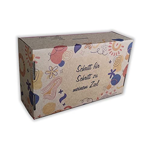 XXL Spardose, Retro Sparbüchse, Natur Sparschwein, Money Box für Münzel und Banknoten, Motivations Dose für Kinder und Erwachsene, Zieldose aus Natur Pappe (10.000 Euro) Cover