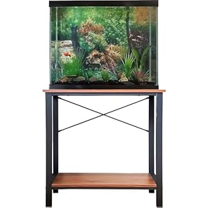 Fish Tank Stand / Aquarium Stand for up to 37 gallons, 20 Gallon Fish Tank Stand, Fish Tank Table, Aquarium Table, 20 Gallon Aquarium Stand Black Metal Mahogany Top